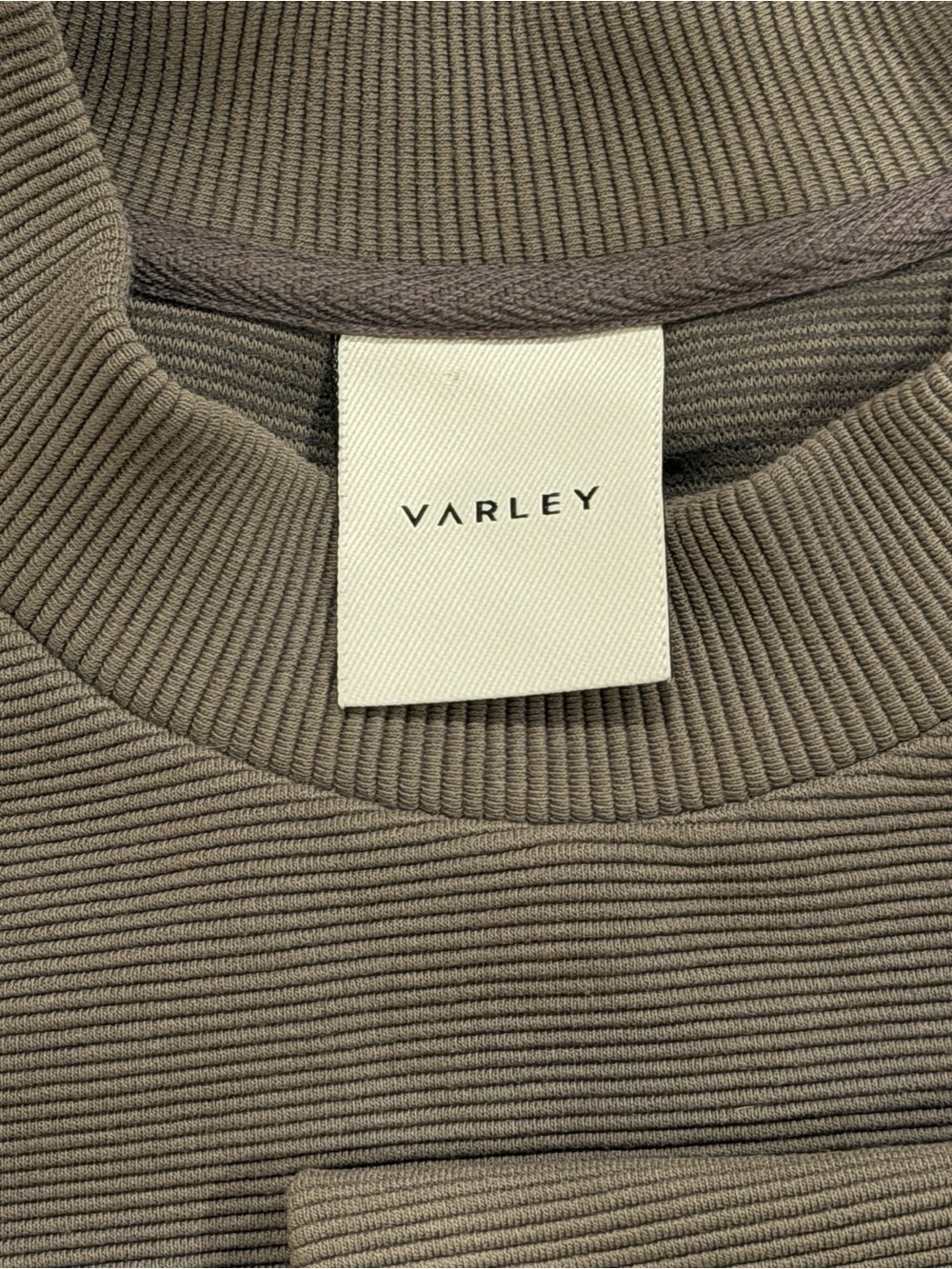 Varley Ribbed Crewneck Top — Taupe Brown